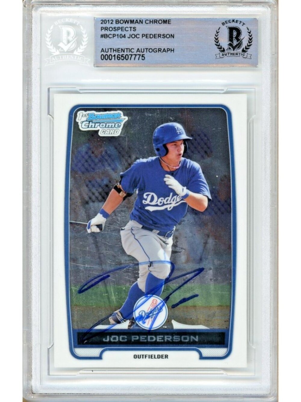 Joc Pederson Signed 2012 Bowman Chrome Prospects #BCP104 RC LA Dodgers BAS Slab